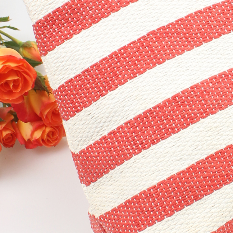 Fashion Red and White Stripe Straw Bag Beach Cosmetic Bag Clutch Straw Bag