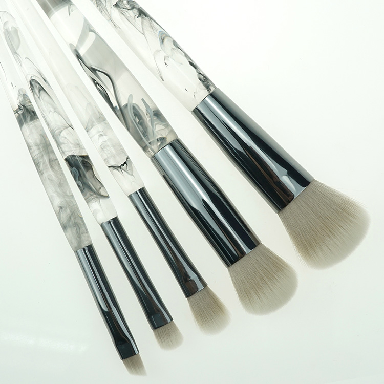 High Quality Acrylic Handle Marble Synthetic Hair Smokey Brushes for Makeup