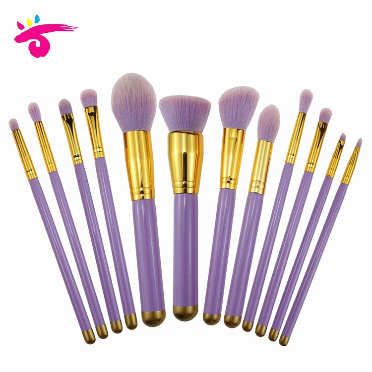 New arrivals vegan OEM 12pcs cosmetic makeup brushes makeup with pouch