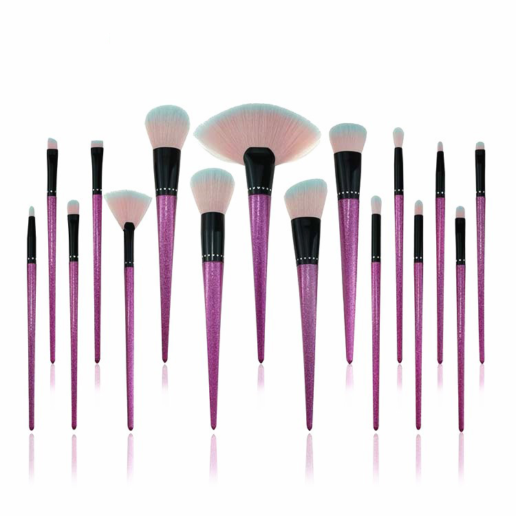 16 Pcs Bling Powder Makeup Brush Pink Diamond Cosmetic Makeup Brush Set