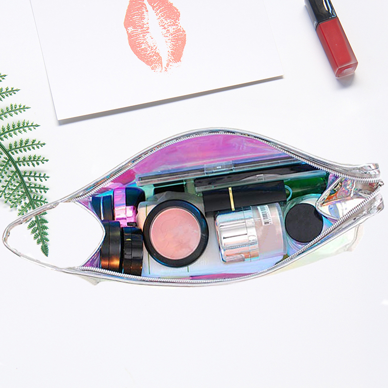 Holographic Clear Cosmetic Bag PVC Travel Laser Bag Iridescent Makeup Bag for Accessories Collection