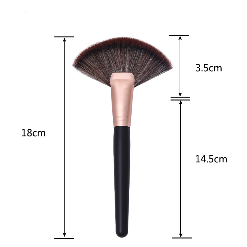 Professional customized label facial Big Fan brush for highlight synthetic hair makeup brush
