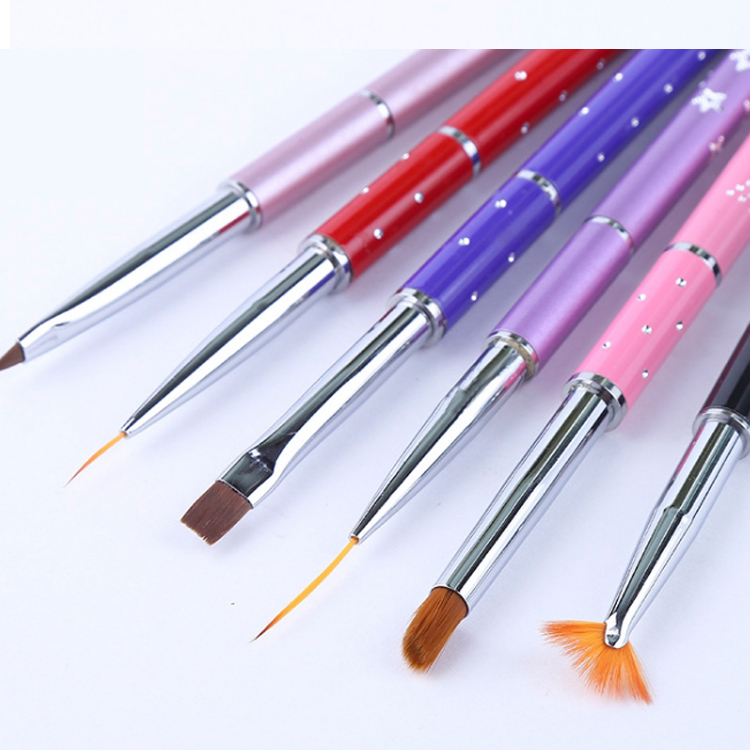 Professional Brand Nail Art Tool Crystal 6pcs Metal Penholder Nail Brushes Art Set