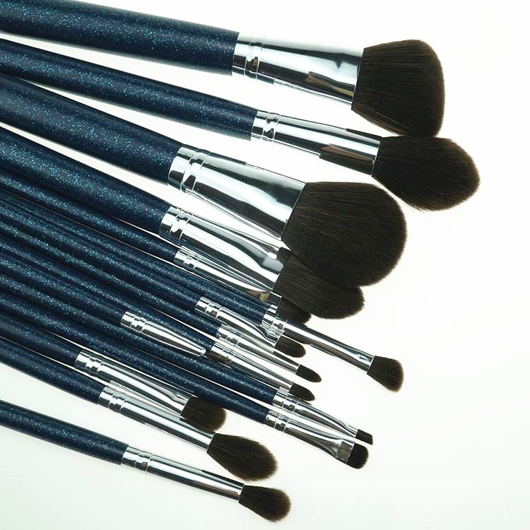High quality design glitter brush black makeup brushes set with bag