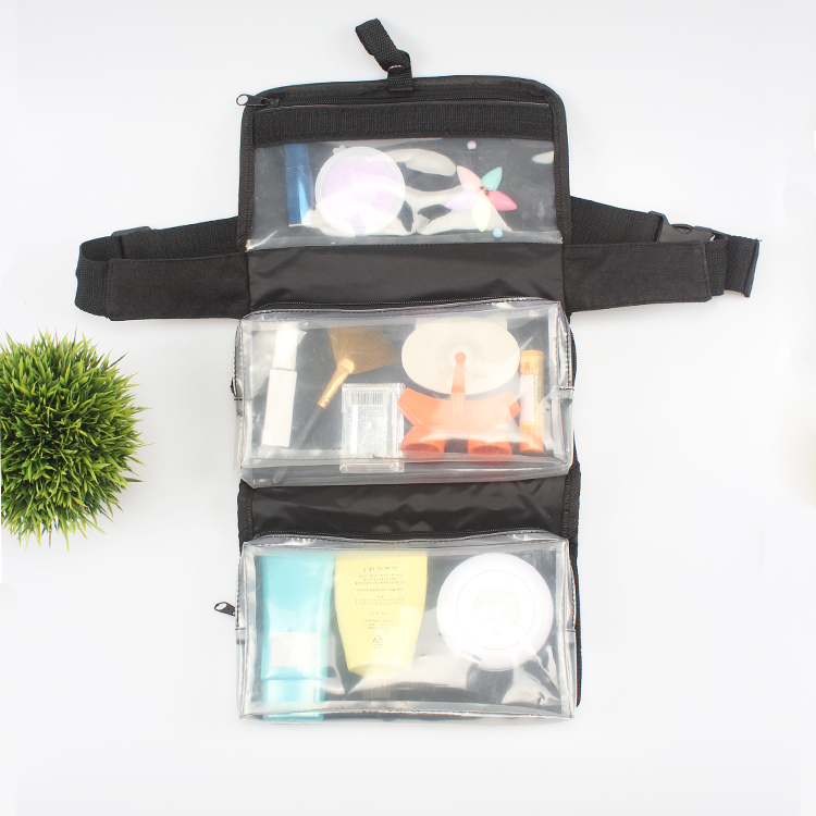 Fashion Polyester and PVC Toiletry Bag For Travel Foldable Hanging Travel Toiletry Bag