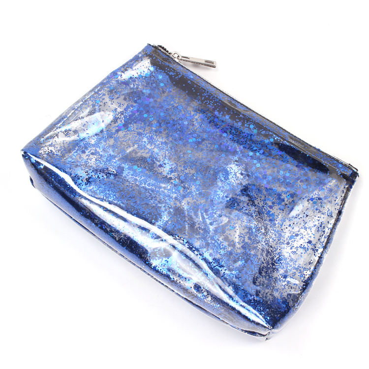 Transparent Make Up Bag Clear Glitter Cosmetic Storage Bag Zipper Sequins Quicksand Pouch