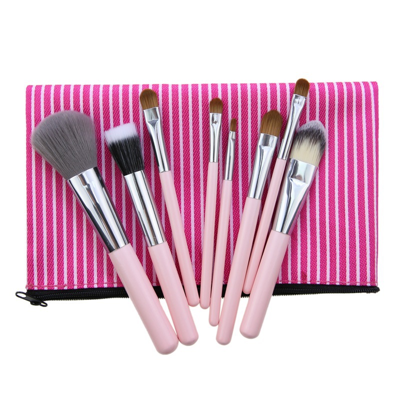 8pcs private label brushes makeup brush set pink oem