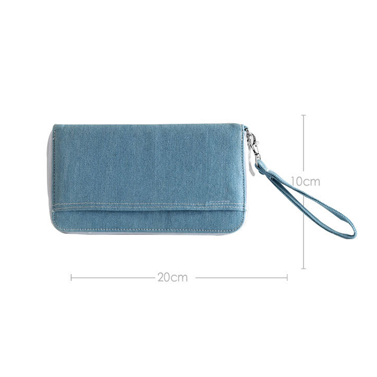 Portable Double Layer Design Travel Wash Pouch Makeup Bag Case Denim Women Cosmetic Bag