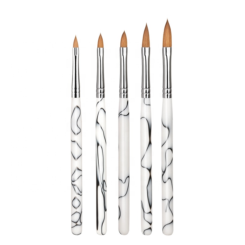 3D Kolinsky Hair Marble Acrylic Gel Nail Art Brushes