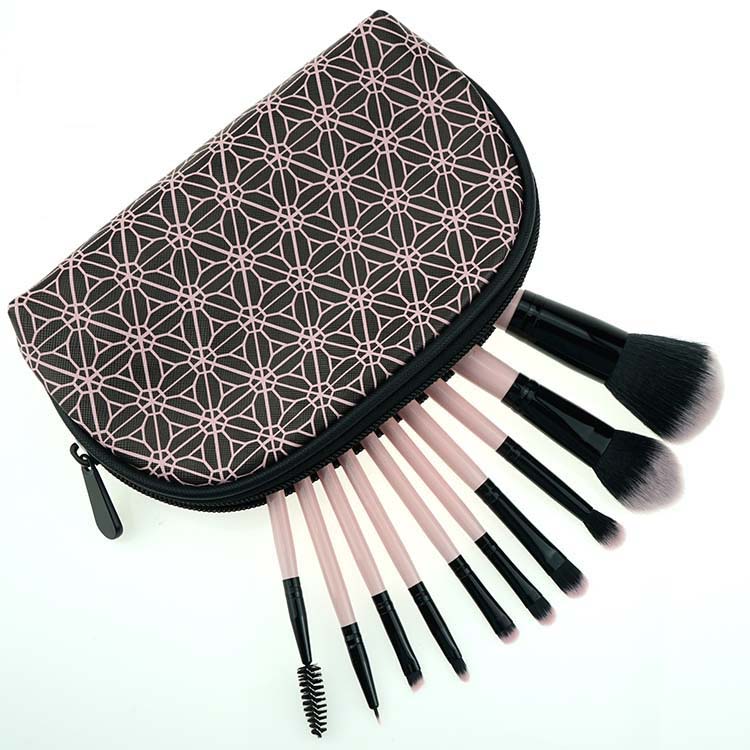 10 Piece Flower Makeup Brush Eye Makeup Brush Kit With Travel Makeup Bag