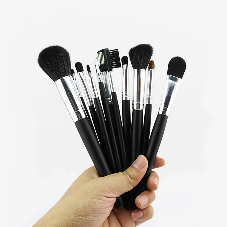 Factory OEM 12 PCS Black Synthetic Makeup Brushes Private Label