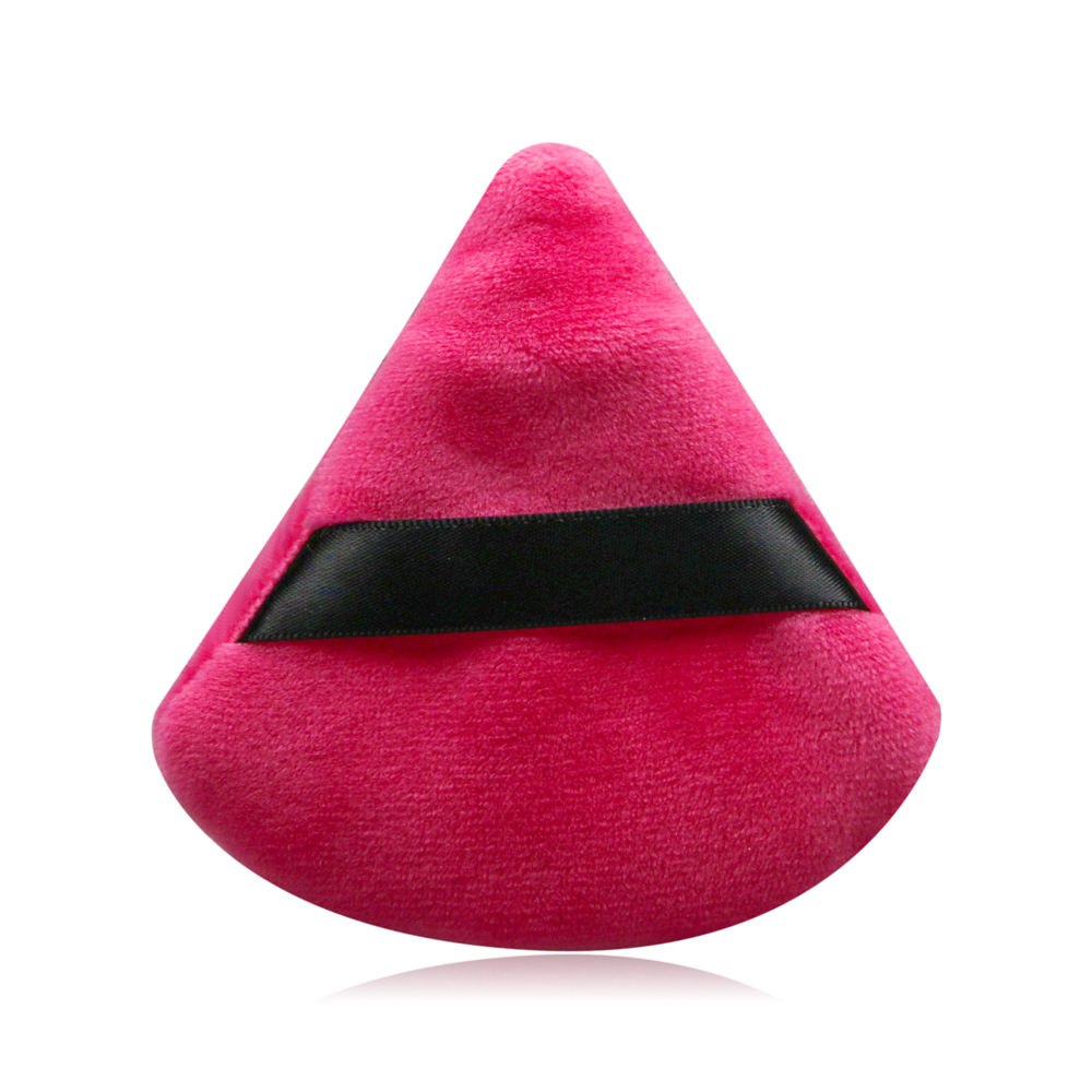 Hot Sellers On Amazon High Quality Triangle Cotton Velvet Red Soft Makeup Sponge Powder Puff Custom Logo For Wholesale