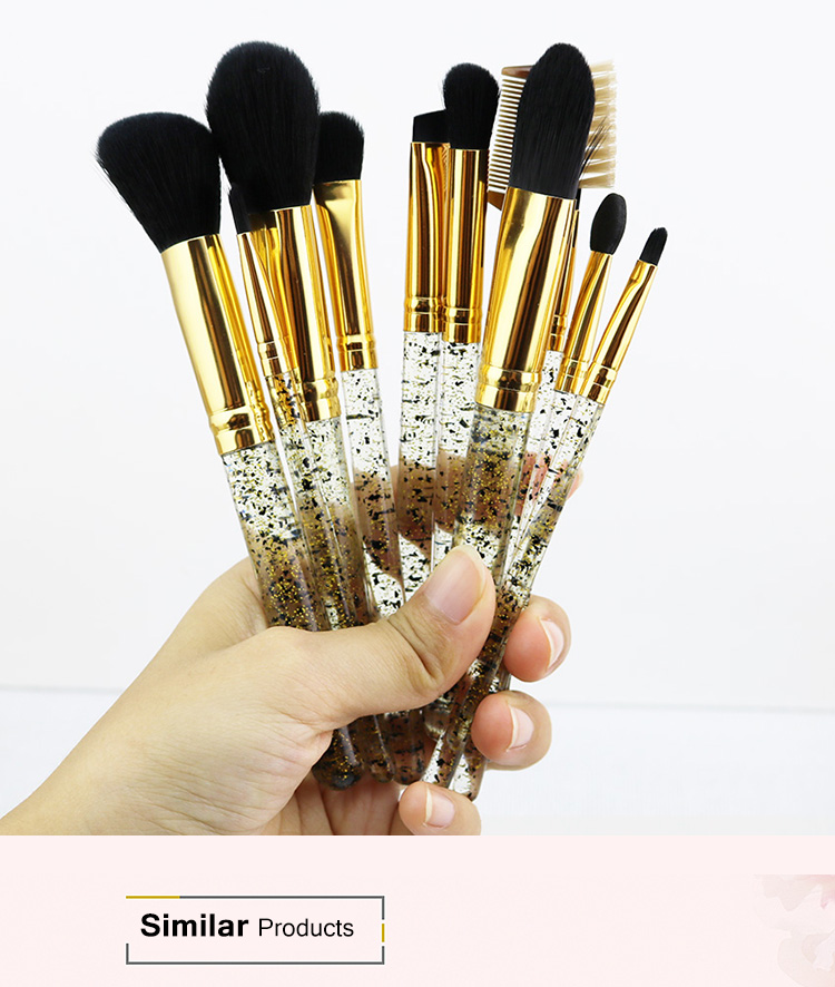 Wholesale Crystal Makeup Brush Sets 12 PCS Glitter Make Up Brushes Gold With Holder