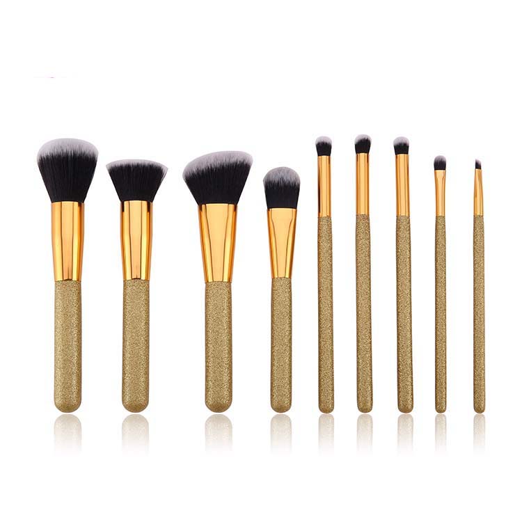 9 pcs Newest Hottest Fashion makeup tools Travel golden makeup brush set
