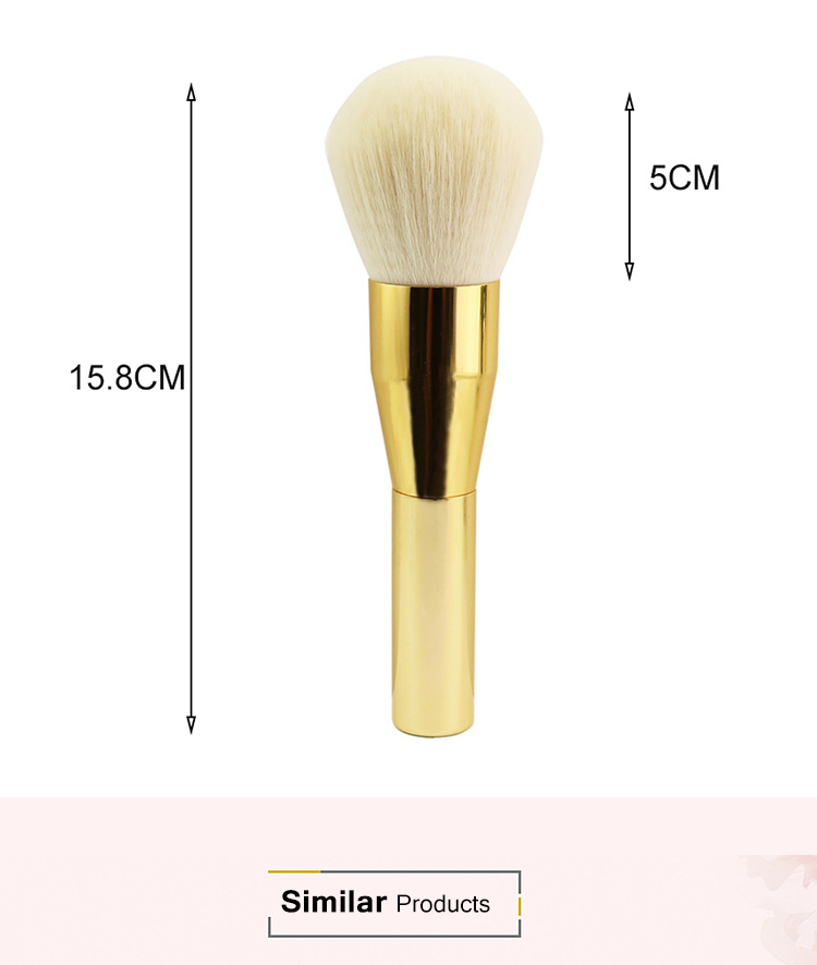 Personalized Oval Gold Metal Handle Soft Makeup Powder Foundation Brush