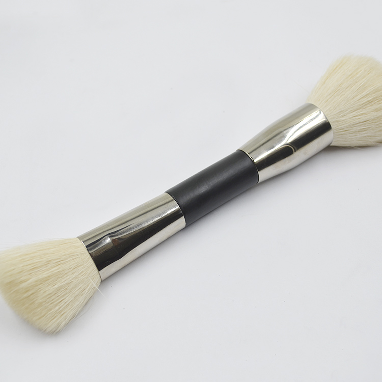 Double Head Makeup Blush Powder Brush with Goat Hair and Synthetic Hair