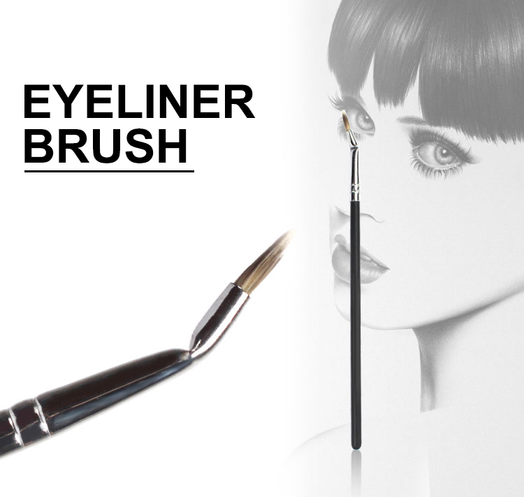 Ultra fine bent eyeliner brush with high quality synthetic hair