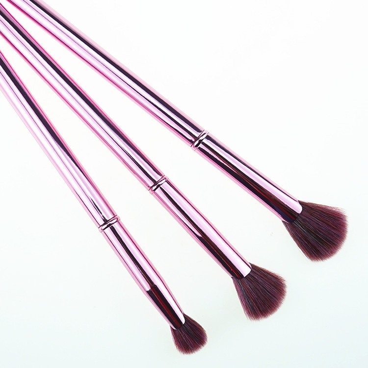 Factory customize synthetic hair mental handle beauty fan makeup brush set