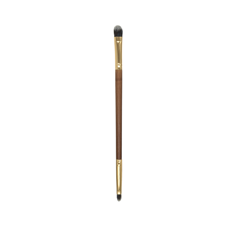 Private Label Single Wood Handle Synthetic Hair Double-head Eyeshadow Brush