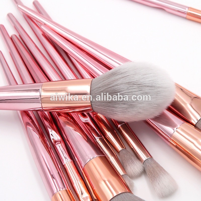 Oem Powder Eyeshadow Cosmetic 10pcs Make Up Brushes Custom Logo Pink Makeup Brush Set With Kit Bag
