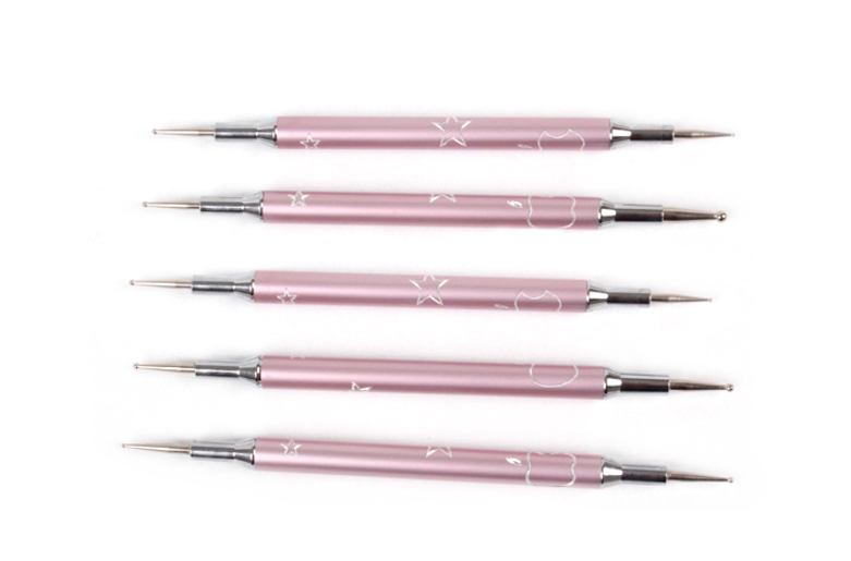 Dual Ended Pink Professional Nail Tools Multi-function Nail Dotting Brush