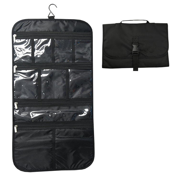 Foldable Hanging Toiletry Bag with Various Compartments Cosmetic Makeup Organizer Bag for Travel