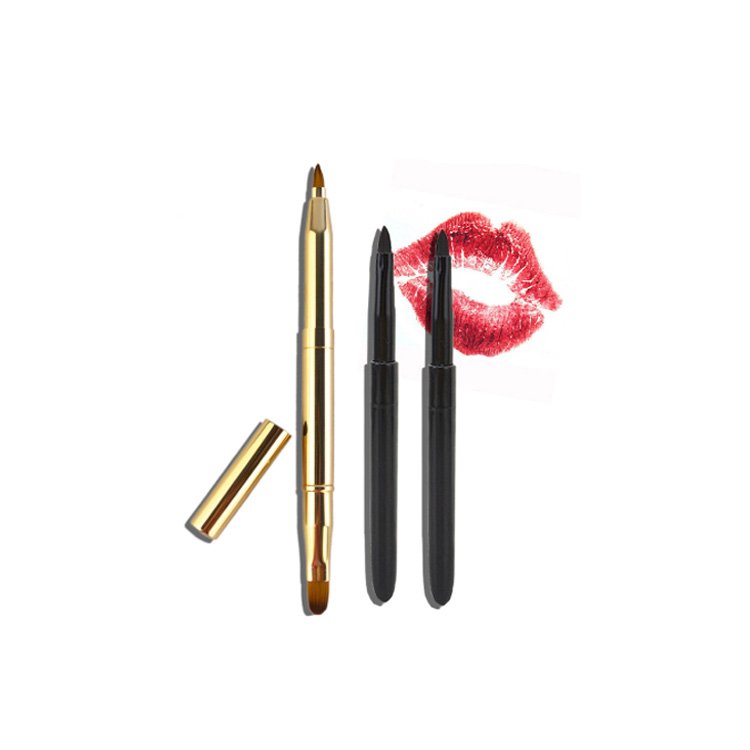 Best selling high quality synthetic hair retractable lip brush with eyeline brush