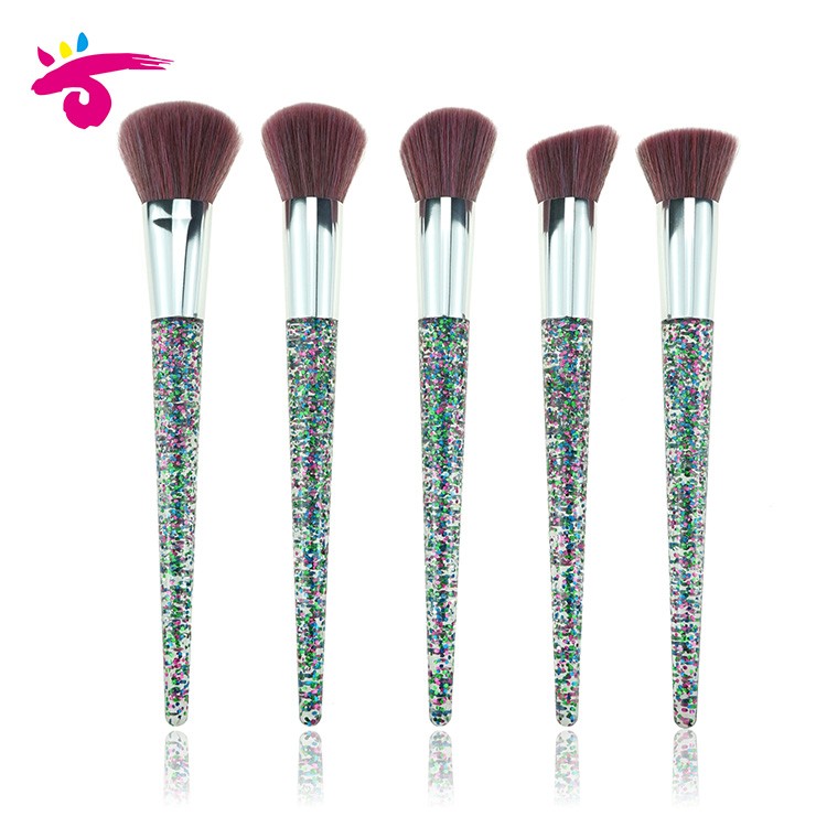 5 Pcs Private Label Glitter Makeup Brush Set Acrylic Makeup Brush Set