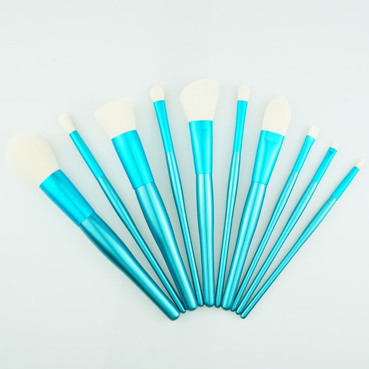2018 Alibaba Factory Supply Blue And White Pearly Handle Kit Pincel de Maquiagem with Custom Logo