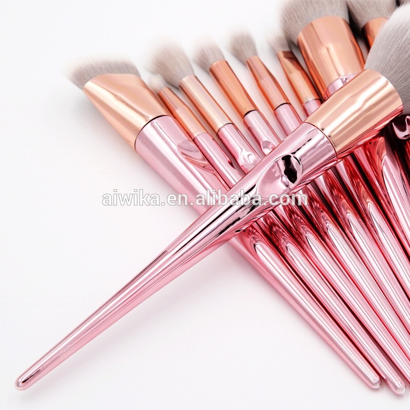 Oem Powder Eyeshadow Cosmetic 10pcs Make Up Brushes Custom Logo Pink Makeup Brush Set With Kit Bag