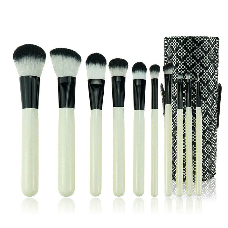 2019 trending private label white makeup brush cosmetic brushes set with cylinder box