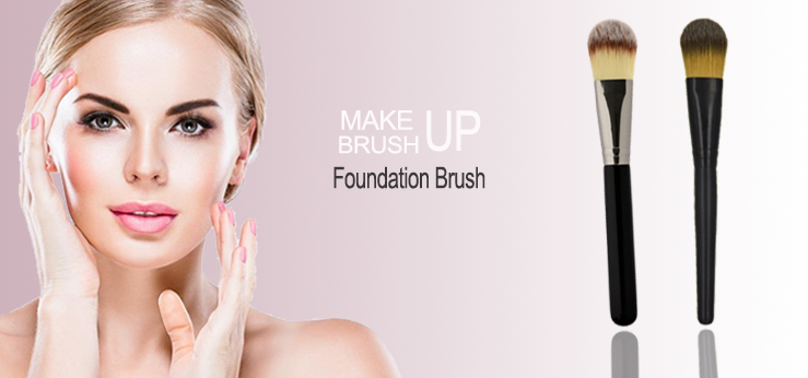 Custom Wooden Single Foundation Brush With Fiber Hair