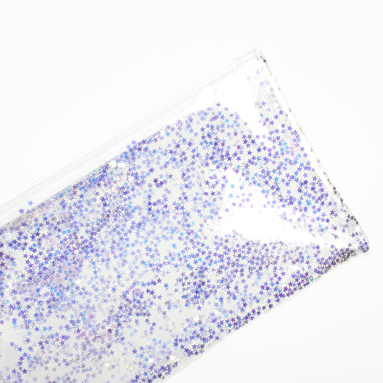 Zipper Clear Star Glitter Cosmetic Bag Pouch Pencil Pen Bag Holder