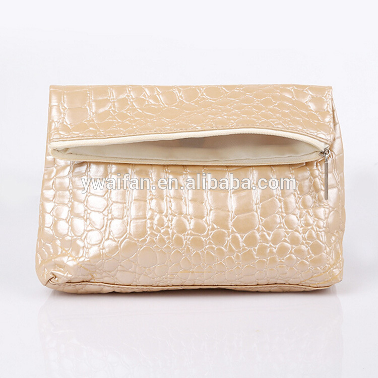 Stone Pattern PU Leather Zipper Makeup Travel Cosmetic Bag with button