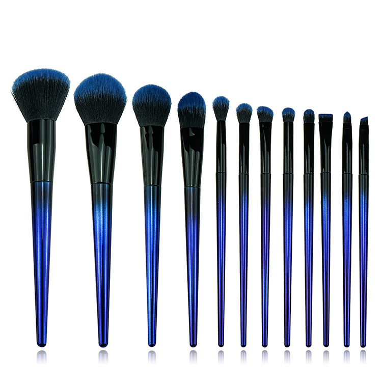 Makeup Brushes Set 12 Pcs blue &black 2 Gradient color Cosmetic Brushes For Maquillaje