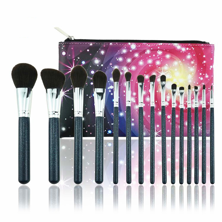 High quality design glitter brush black makeup brushes set with bag