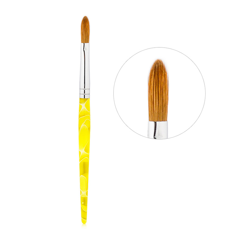 OEM Round Shape 100% Pure Kolinsky Hair Acrylic Handle Art Nails Design Acrylic Nail Brush
