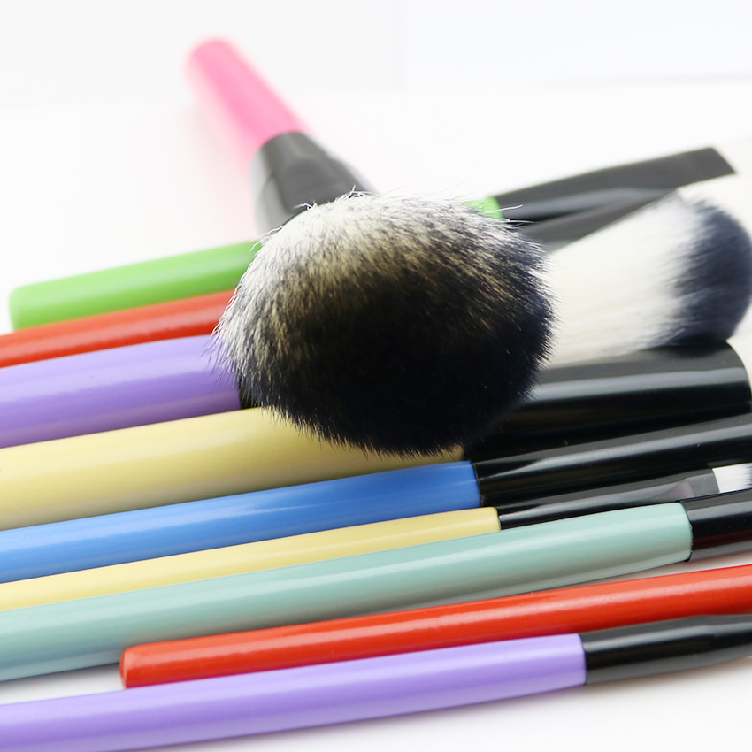 Custom private label cosmetic brush set 10pcs rainbow makeup brushes
