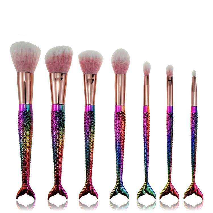 7 pcs colorful mermaid tail makeup brush Cosmetic Blush Makeup Brushes