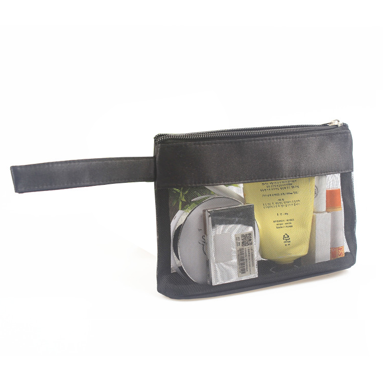 Zipper Makeup Mesh Bag Travel Cosmetic Pouch See Through Beauty Essentials Storage Bag