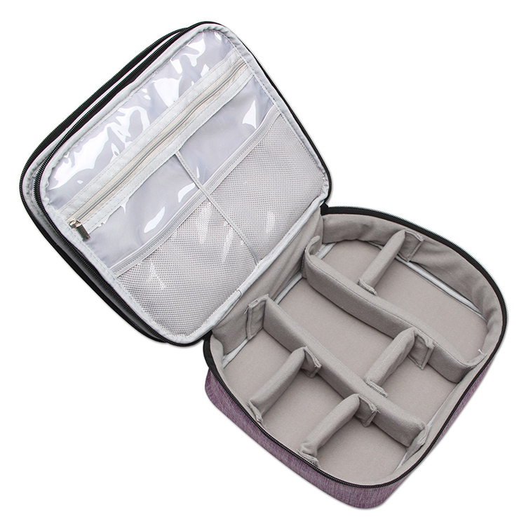 Portable Multifunctional 2 layer Makeup Pouch Travel Makeup Brushes Bag Makeup Train Case
