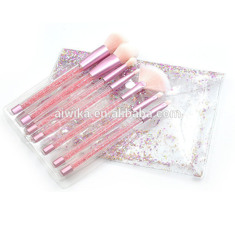 Transparent handle Glitter makeup Brush 7pcs cosmetic brush Facial Brush