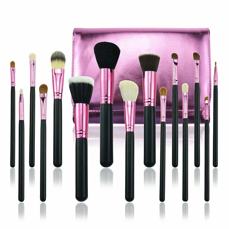 Classic Professional Purple 15pcs Natural Hair Brush Set with Bag Wholesale