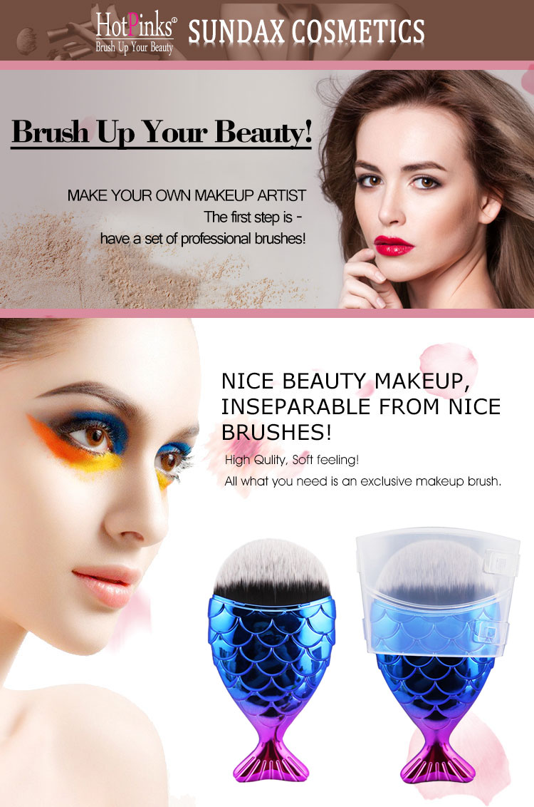 Free Sample Single Fish Mermaid Liquid BB Cream Foundation Makeup Brush