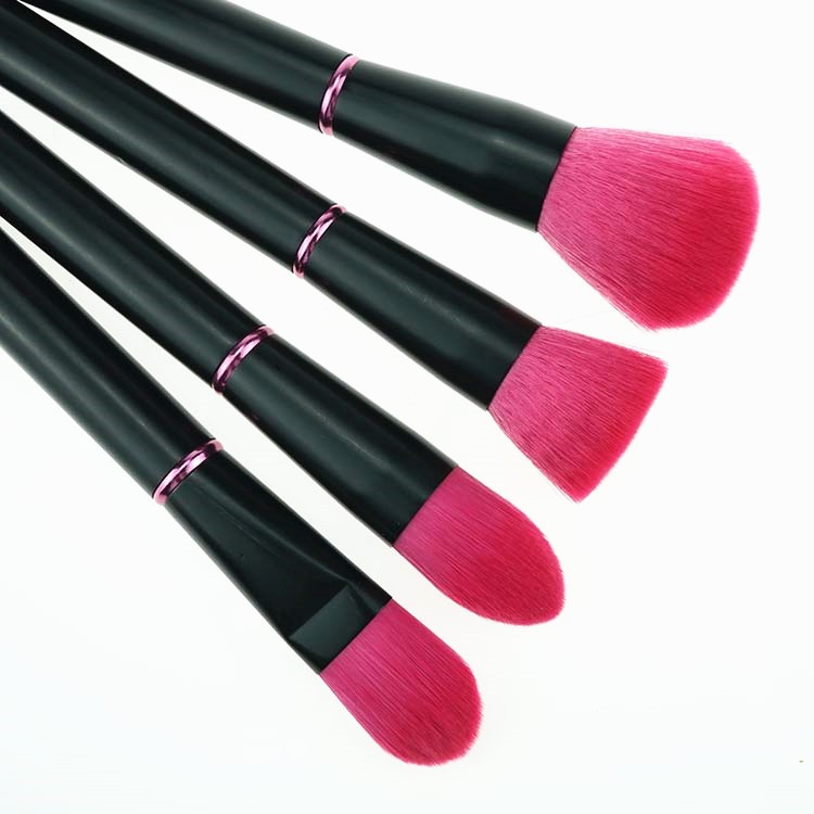 OEM Black Metal Makeup Brush Taklon Hair Cosmetic Tools Free Sample