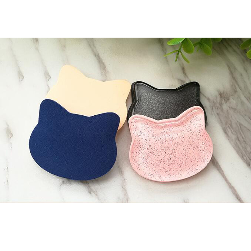 Customized Pink Cat Design Cute PU Makeup Cosmetic Silicone Sponge Puff