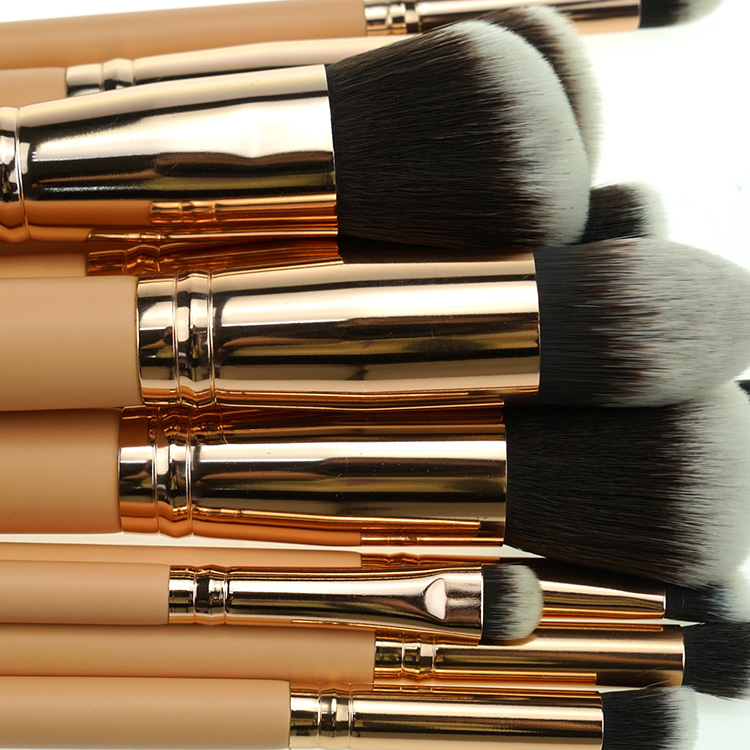 Best Selling Cost-effective 12pcs Rose Gold Kabuki Makeup Brush Set with Roll