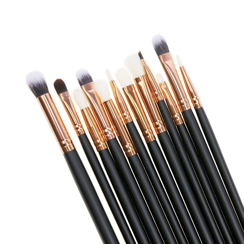 12pcs black/pink professional eyeshadow eye makeup brush set