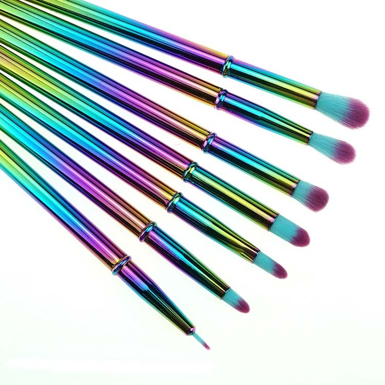 11 Piece Multi Color Electroplating Mental Handle Makeup Brush Kit With Bag