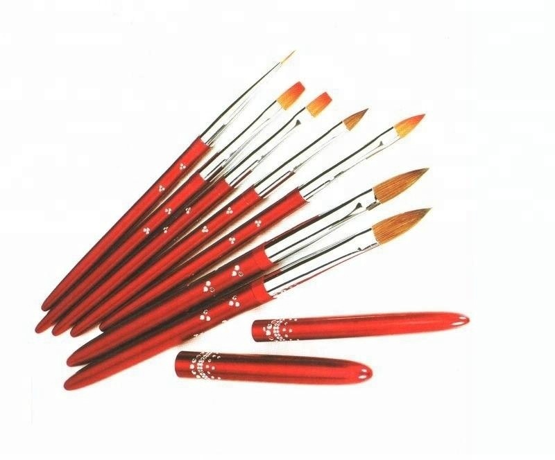 Nylon Hair Aluminium Handle Nail Polish Art Brush With Cap